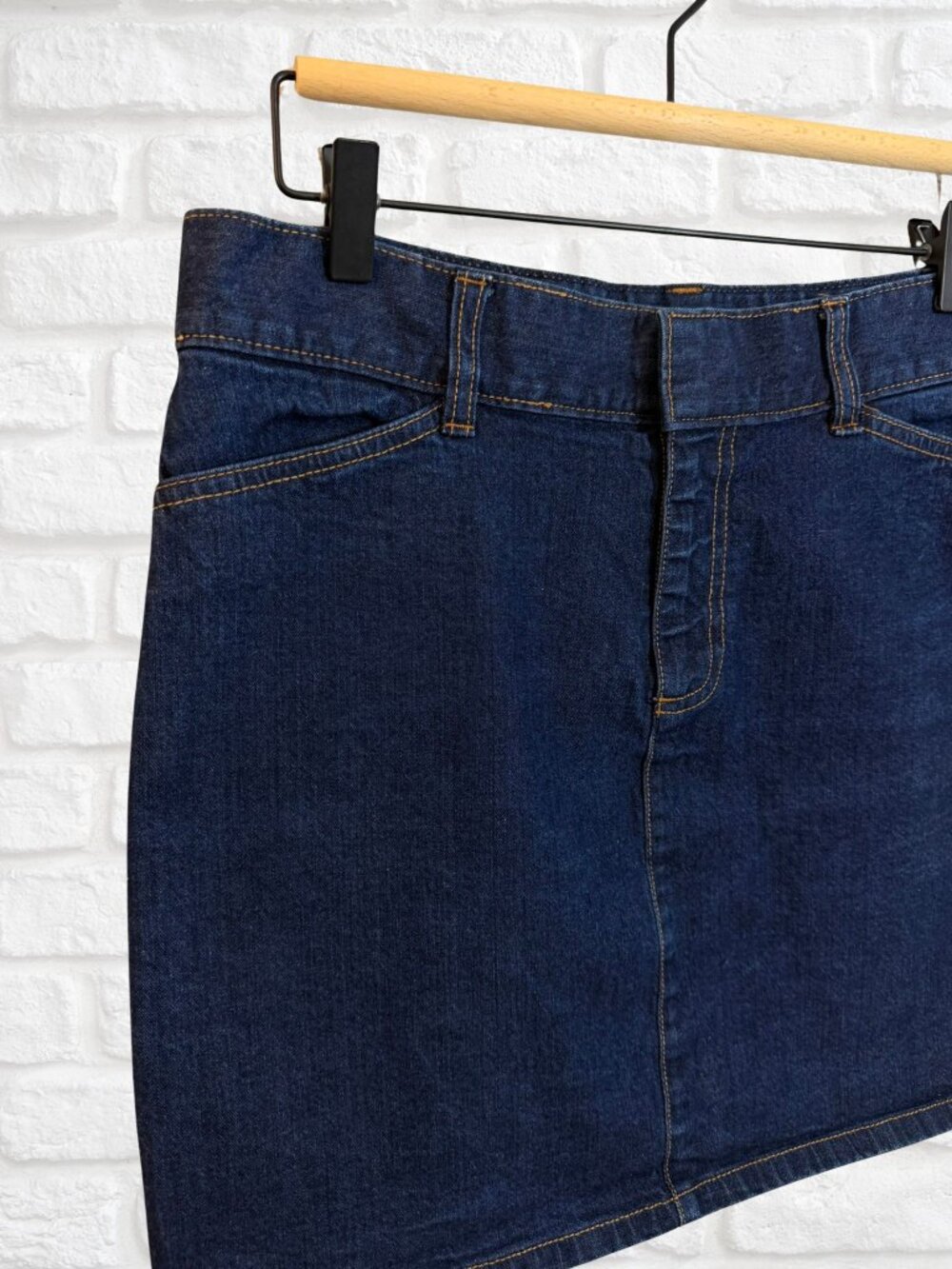 Gap Factory Dark Wash Denim Mini Skirt Hip-Hugger Stretch - Size 10